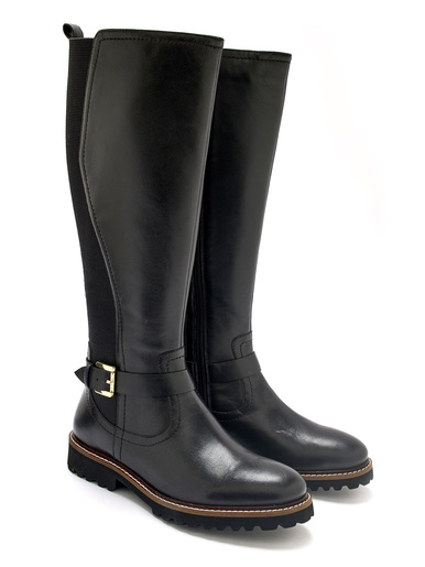 Bottes tout cuir zip et élastiques