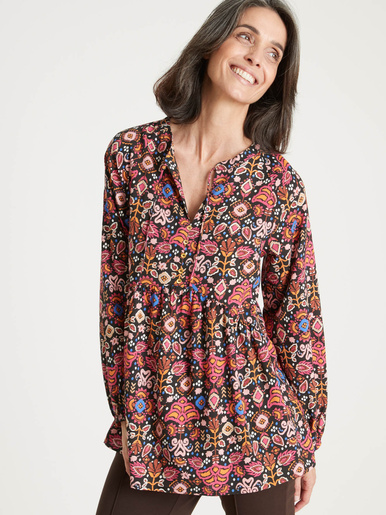Blouse ample - Daxon - Imprimé marron rose