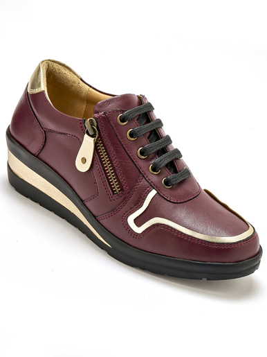 Derbies détails métallisés zip et lacets - Pédiconfort - Bordeaux