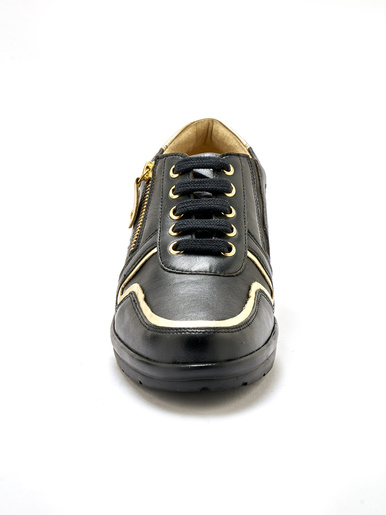 Derbies détails métallisés zip et lacets