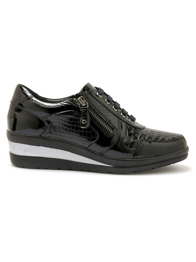 Derbies détails métallisés zip et lacets