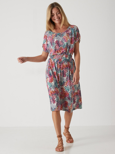 Robe encolure bateau en maille fluide