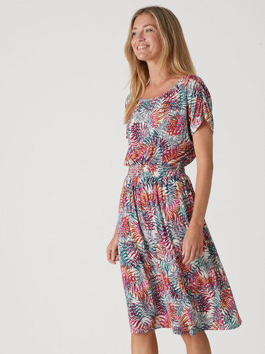 Robe encolure bateau en maille fluide