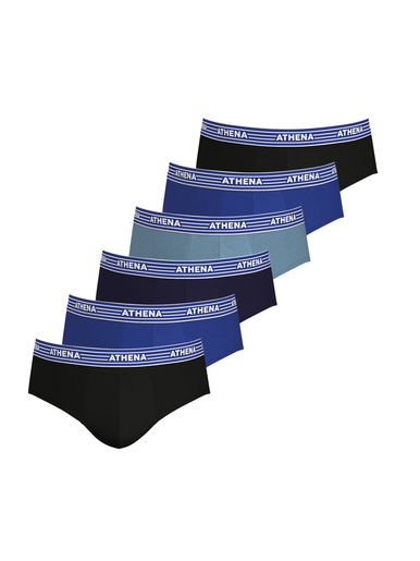 Lot de 6 slips homme - Athéna - Noir-bleu-marine-gris-bleu-noir