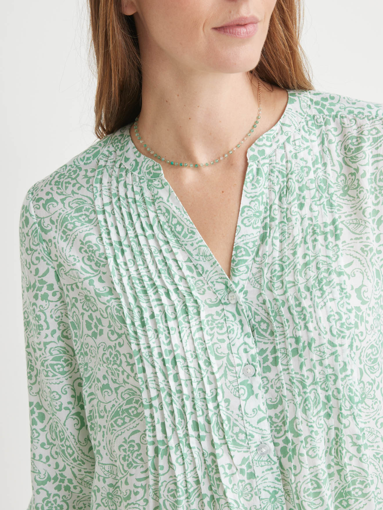 Chemisier Tunique Femme Taille 36/38 - Imprimé Crème, Manches Longues, En Viscose, Occasion Très Bon état
