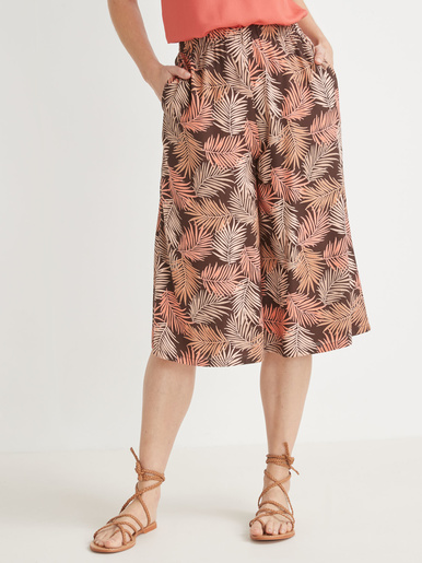 Jupe-culotte entièrement élastiquée - Balsamik - Imprimé feuilles de palme