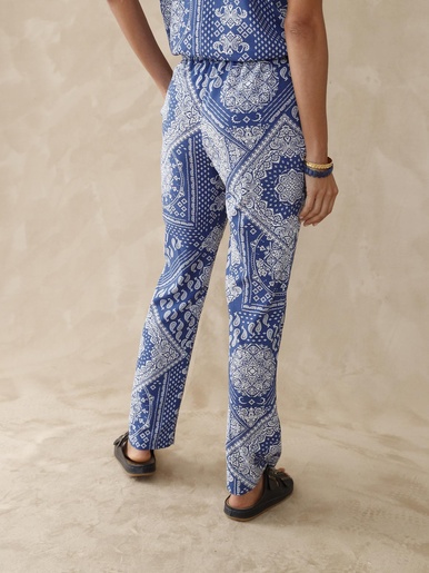 Pantalon fluide entièrement élastiqué - Daxon - Imp. bandana bleu