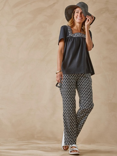 Pantalon fluide entièrement élastiqué