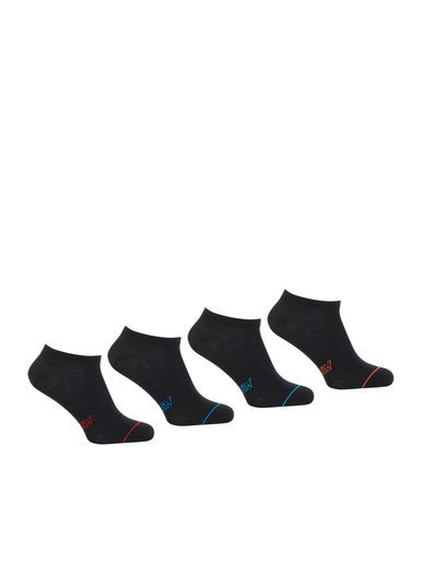 Lot de 4 paires de socquettes low cut - Athéna - Noir