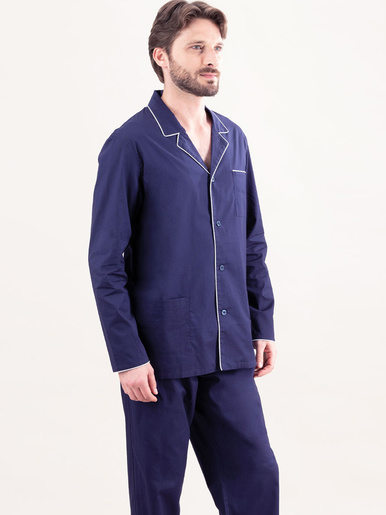 Pyjama long ouvert homme - Eminence - Marine