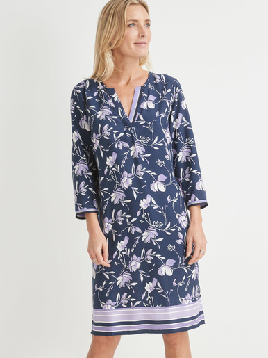 Robe fluide manches 3/4 - Daxon - Imprimé marine