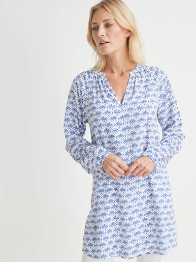 Tunique longue fluide - Daxon - Bleu ikat