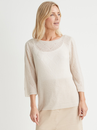 Pull en côtes perlées - Daxon - Ecru