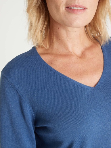 Pull tunique maille fine col V