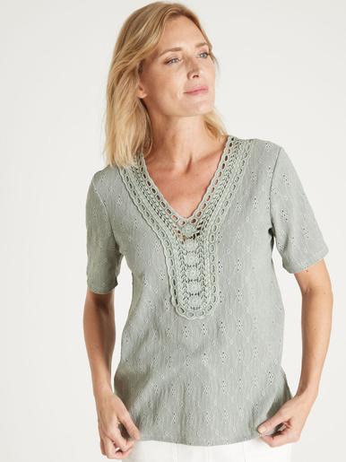 Tee-shirt avec macramé - Daxon - Vert