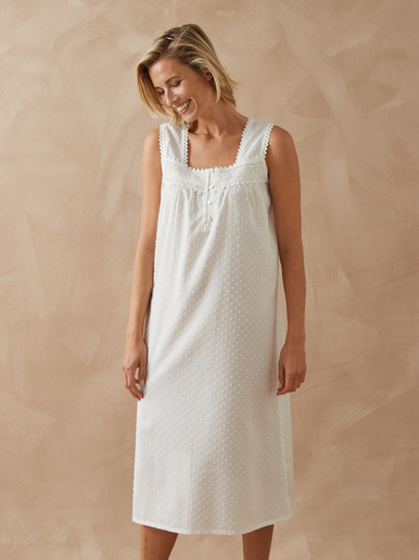 Chemise de nuit plumetis larges bretelle