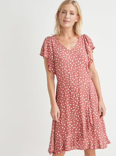 Robe volantée en crêpe fluide