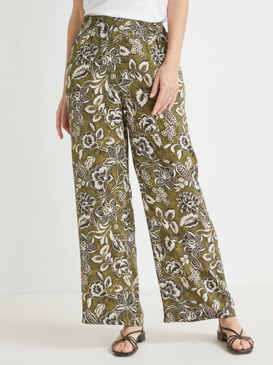 Pantalon large élastiqué - Daxon - Imprimé kaki