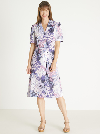 Robe en maille toute boutonnée - Daxon - Imprimé bleu