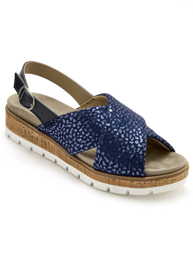 Sandales extensibles doublées cuir - Pédiconfort - Marine