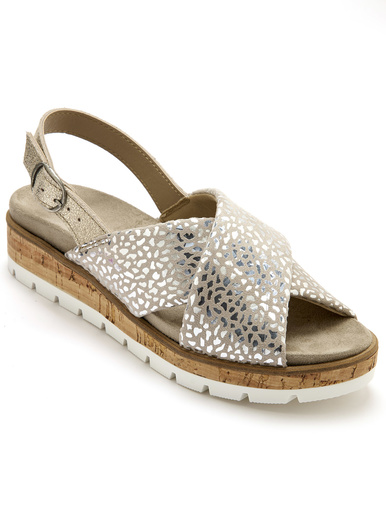 Sandales extensibles doublées cuir - Pédiconfort - Beige