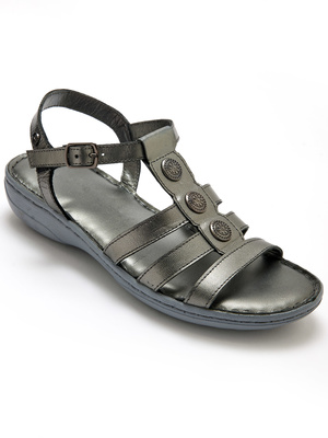 Sandales cuir à cabochon métal