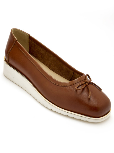 Ballerine semelle compensée détail doré - Pédiconfort - Marron