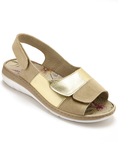 Sandales à scratchs tout  ultra larges - Pédiconfort - Beige