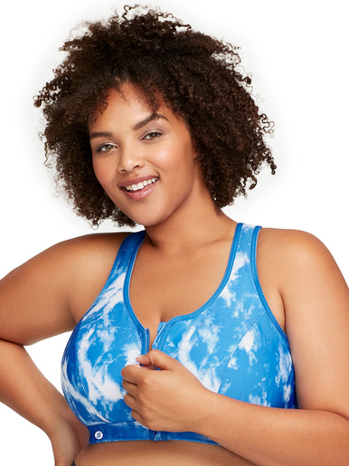Soutien-gorge sport fermeture éclair - Glamorise - Tie and dye bleu