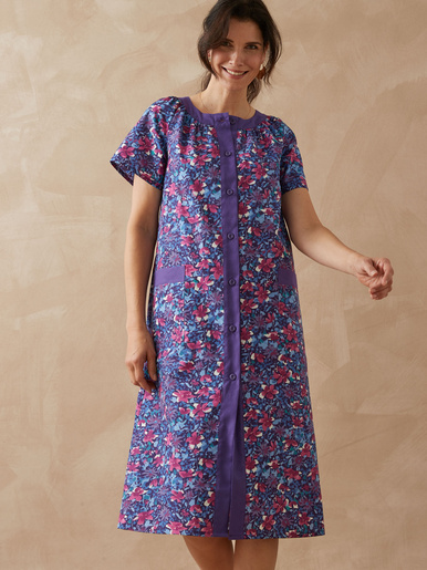 Tablier tout boutonné - Daxon - Imprimé bleu