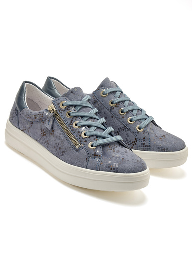 Baskets cuir avec zip et lacets