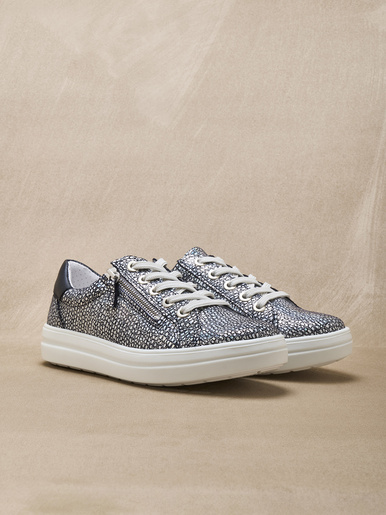 Baskets cuir avec zip et lacets