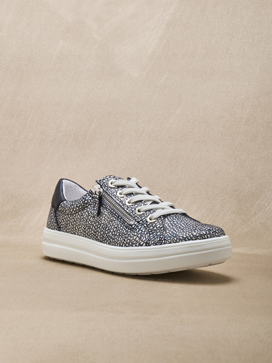Baskets cuir avec zip et lacets