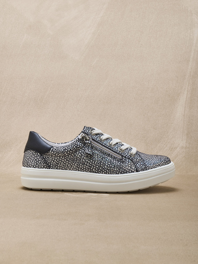 Baskets cuir avec zip et lacets