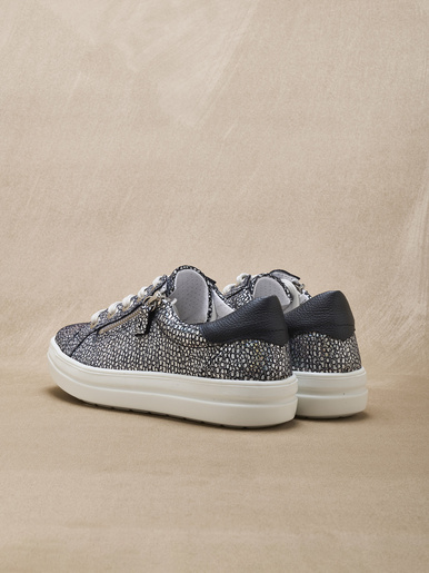 Baskets cuir avec zip et lacets