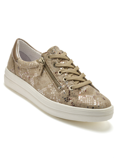 Baskets cuir avec zip et lacets