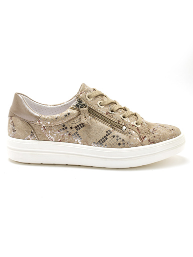 Baskets cuir avec zip et lacets