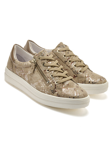 Baskets cuir avec zip et lacets