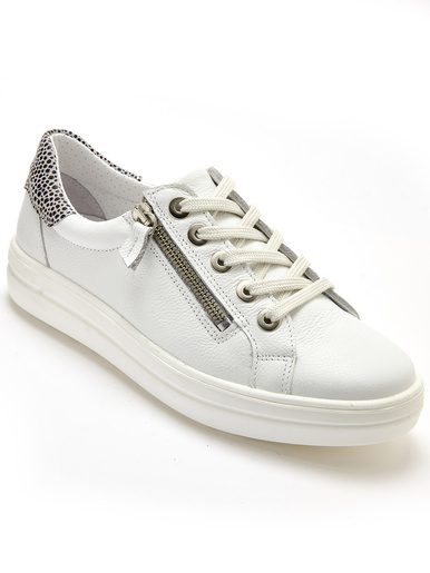 Baskets cuir avec zip et lacets