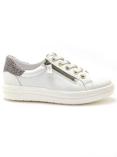 Baskets cuir avec zip et lacets