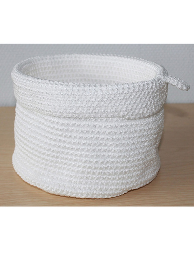 Grand panier rond en maille crochet - Casâme - Blanc