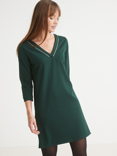 Robe housse en maille fluide - Daxon - Vert bouteille