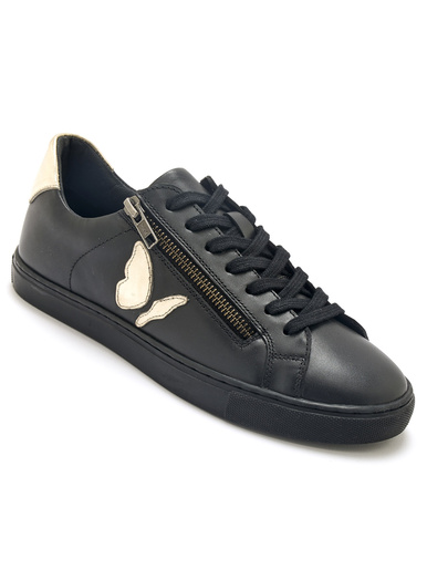 Baskets cuir motif papillon