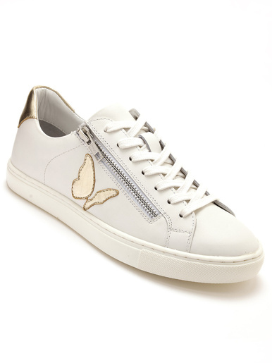 Baskets cuir motif papillon
