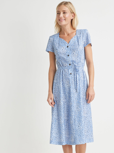 Robe maille fluide - Daxon - Imprimée bleu