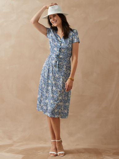 Robe maille fluide - Daxon - Imprimé bleu
