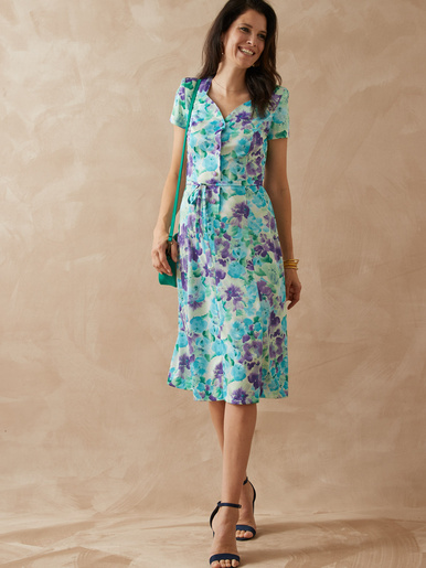 Robe maille fluide - Daxon - Imprimé parme