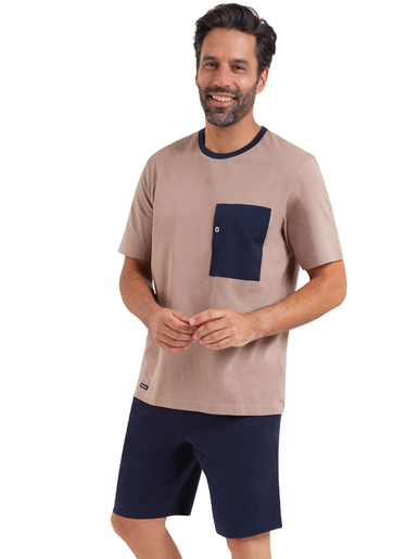 Pyjama court homme Premium - Eminence - Sable-marine
