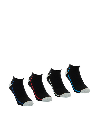 Lot de 4 paires de chaussettes de sport - Athéna - Noir liseré couleur