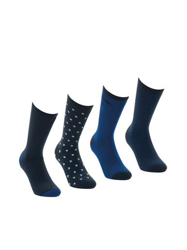 Lot de 4 paires de chaussettes Eco Pack - Athéna - Marine-pois-bleu-rayé